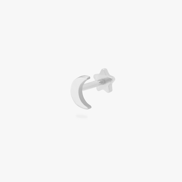 Moon x Star Reversible Flatback Stud | Silver