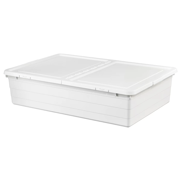 SOCKERBIT Storage box with lid - white 19 ¾x30 ¼x7 ½ "