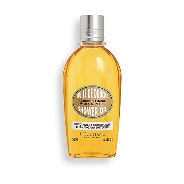 L'Occitane Cleansing & Softening Almond Shower Oil: Oil-to-Milky Lather, Softer Skin, Smooth Skin, Cleanse Without Drying, With Almond Oil - Warm Vanilla & Fresh Almond - 8.4 Fl Oz (Pack of 1)