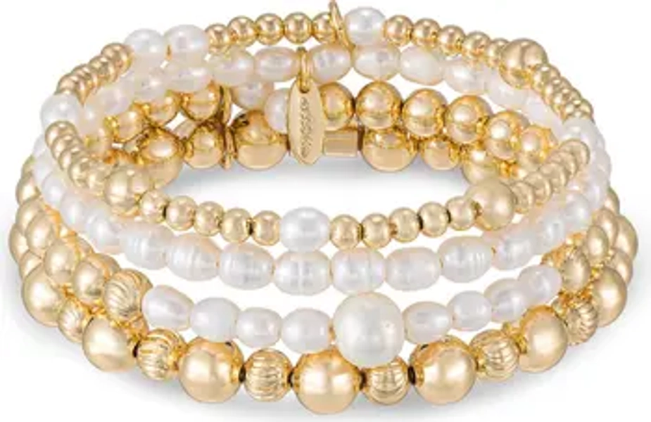 Ettika Set of 4 Cultured Freshwater Pearl Beaded Bracelets | Nordstrom