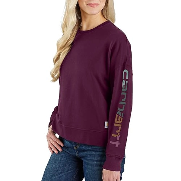 Carhartt Women's Tencel Fiber Series Loose Fit Sleeve Graphic Sweatshirt - Large - Eggplant