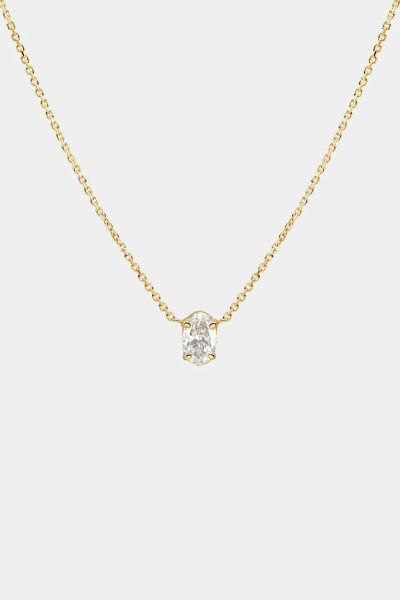 Oval Diamond Necklace | 18K Gold