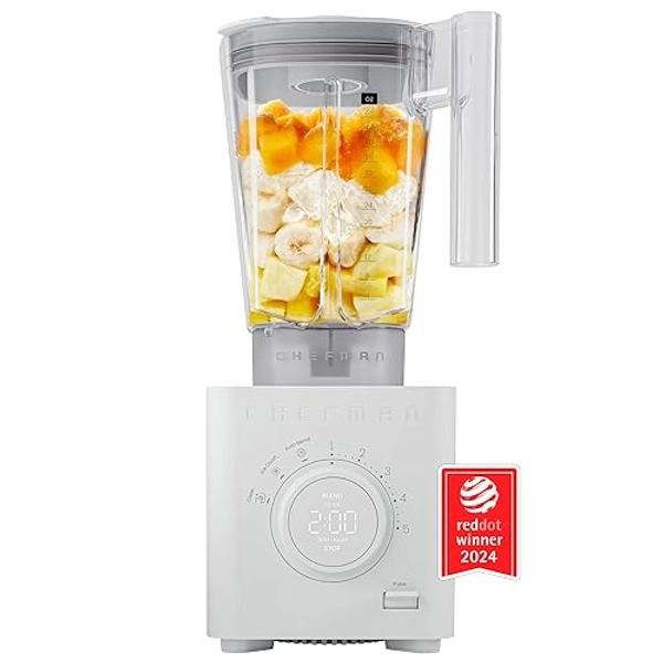 Chefman Obliterator 48 oz Countertop Blender for Smoothies, 1380W Motor to Crush Ice, Nuts, and Frozen Fruit with Stainless Steel Blade, Auto Blend Function, Includes Tamper and Scraper - Concrete - Concrete