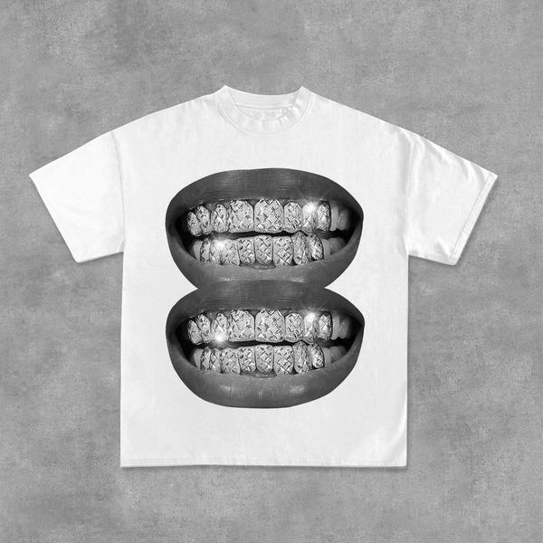 Unisex Lip Graphic Print Fashion Cotton T-Shirt