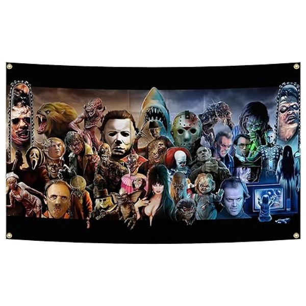 Ladyrain Horrors Movie Funny Tapestry 3x5 FT With 4 Brass Grommets For College Dorm Room Decor, Bedroom, Living Room, Man Cave (dh5) - Dh5