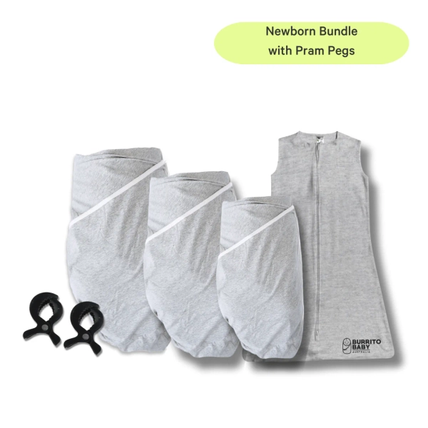 Newborn Swaddle Bundle (40% OFF) - Pram Pegs x2 / Milk (100% Cotton) / Yes