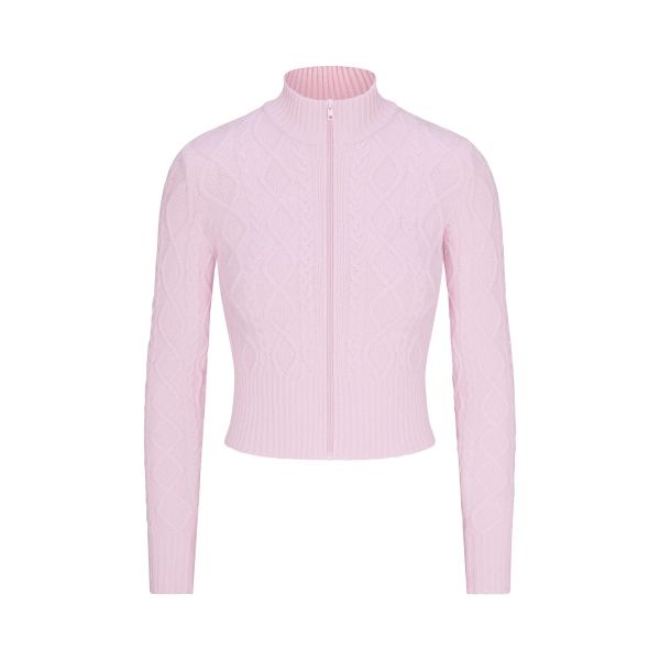 SWEATER KNIT ZIP UP | BABY PINK | 4X