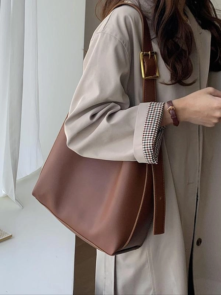 Women's Elegant Solid Color Adjustable Shoulder Bag, Fashionable Large Capacity Crossbody Bag for Work & Daily Used, Casual Trendy Versatile High-quality Daily Commuting Bag - TikTok Shop