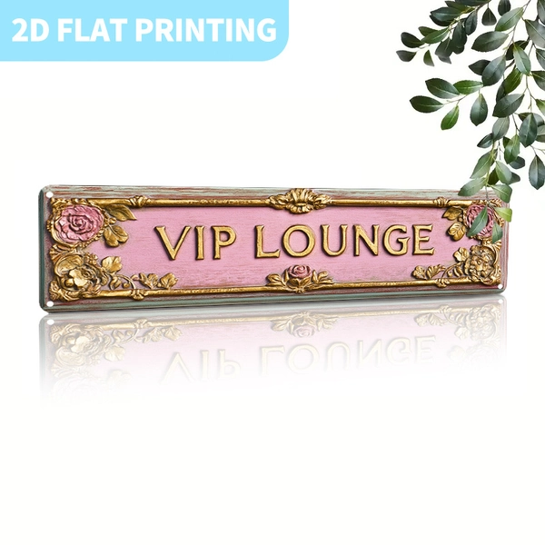 1pc Glam Style "VIP LOUNGE" Sign, UV Printed Aluminum Wall Hanging Plaque, Multipurpose Decor, with Pre-Drilled Holes, for Home, Bathroom, Kitchen, Gothic Wall Art, Christmas, St. Patrick'S Day, Valentine'S Day