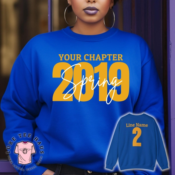 SGRho Inspired Chapter + Crossing Year + Line Name Crewneck