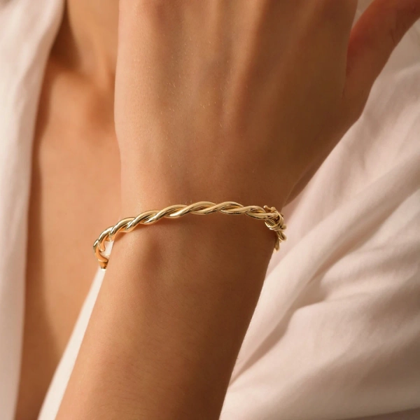 Gold Bangle Bracelet in 14k Gold / Double Twisted Rope Stacking Bangle Bracelet / Twisted Bangle / Cable Bangle Bracelet for Women - Etsy