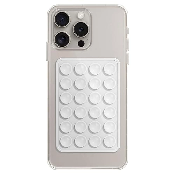 Silicone Phone Sticky Grip, Suction Phone Case Mount for iPhone and Android, Hands-Free Sticky Cell Phone Grip, Mobile Fidget Mirror Holder for Selfies and Videos - Pristine Snow（White）