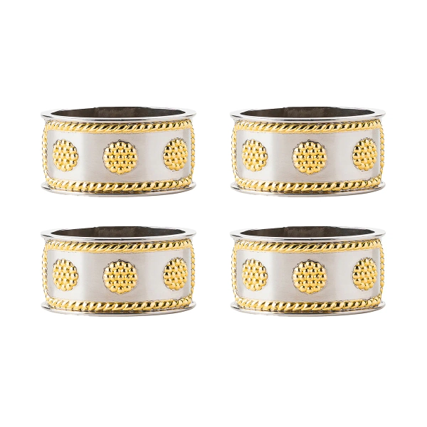 Berry & Thread Napkin Ring Set/4 - Silver/Gold | Silver/Gold