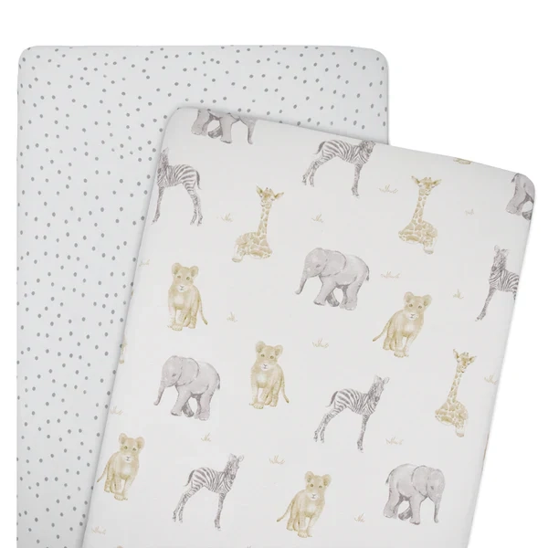 Living Textiles 2 Pack Bedside Sleeper Fitted Sheets - Savanna Babies | Default Title