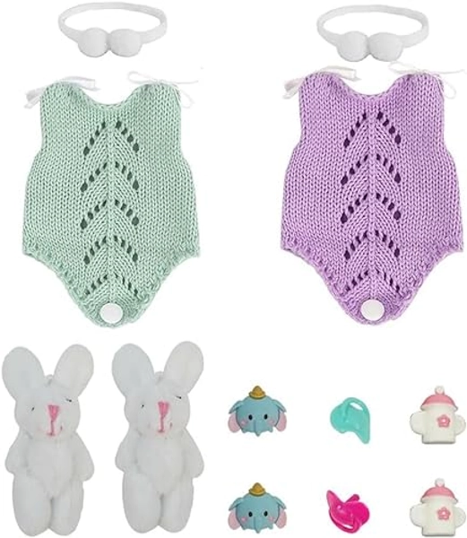 MYREBABY 2 Pcs Doll Clothes Set, Baby Doll Clothes Include Bear Dolls and Baby Bottle Nipples for 7 inch Dolls Baby Dolls