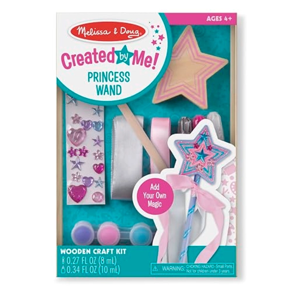 Melissa & Doug Created By Me! Paint & Decorate Your Own Wooden Princess Wand Craft Kit, Pink - Great For Rainy Days, Toys For Kids Ages 4+