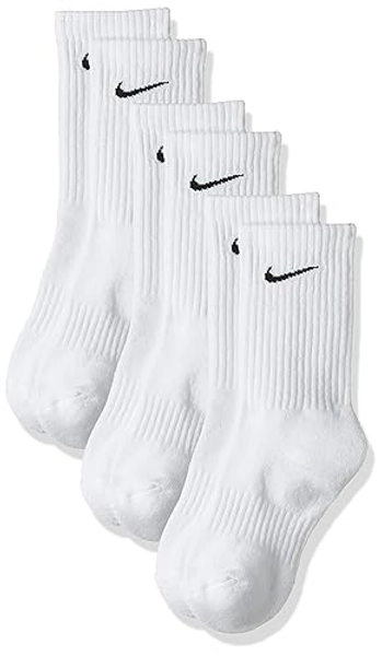 Nike Unisex Everyday Cushion Crew 3 Pair - White/Black - 8-12