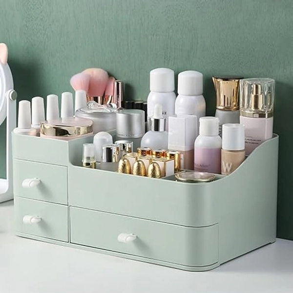 MIUOPUR Makeup Organizer for Vanity, Large Capacity Desk Organizer with Drawers for Cosmetics, Lipsticks, Jewelry, Nail Care, Skincare, Ideal for Bedroom and Bathroom Countertops - Large Green - Large (Pack of 1) - Fresh Green
