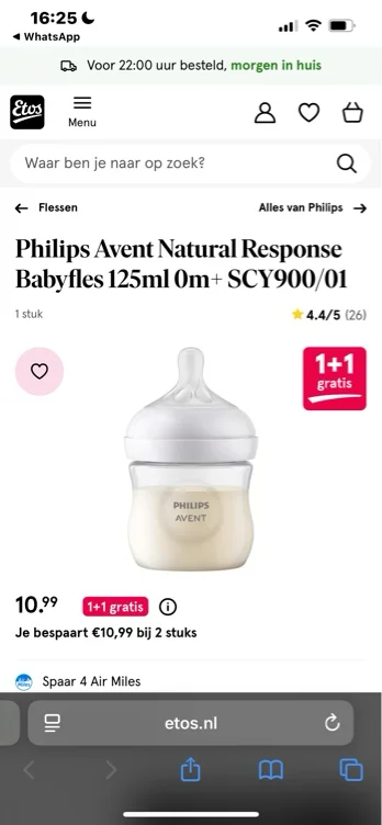 Philips Avent Natural Response Babyfles 125ml 0m+ SCY900/01