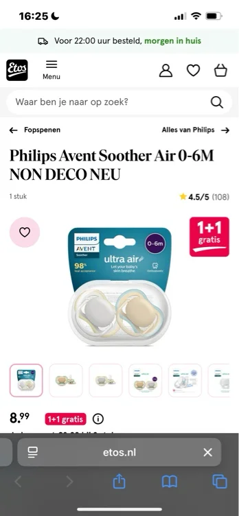 Philips Avent Soother Air 0-6M NON DECO NEU