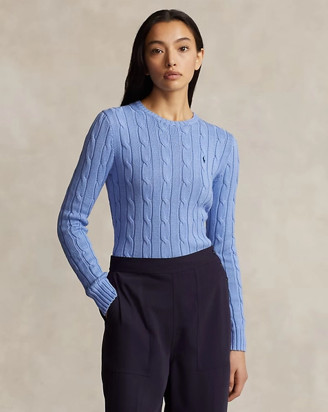 Cable-Knit Cotton Crewneck Sweater