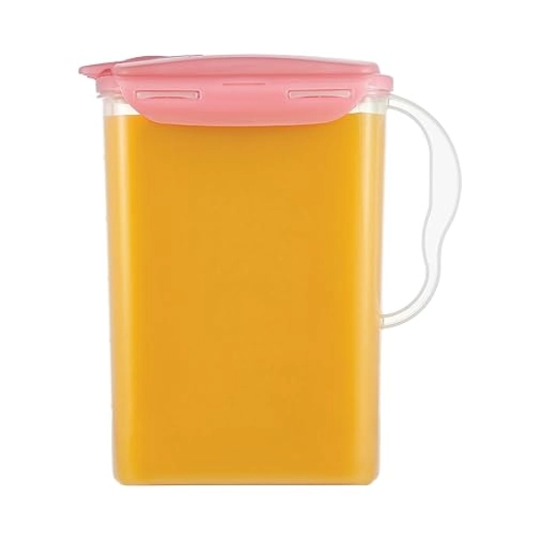 LocknLock Aqua Fridge Door Water Jug with Handle BPA Free Plastic Pitcher with Flip Top Lid Perfect for Making Teas and Juices, 3 Quarts, Pink - 96 Ounces - Pink