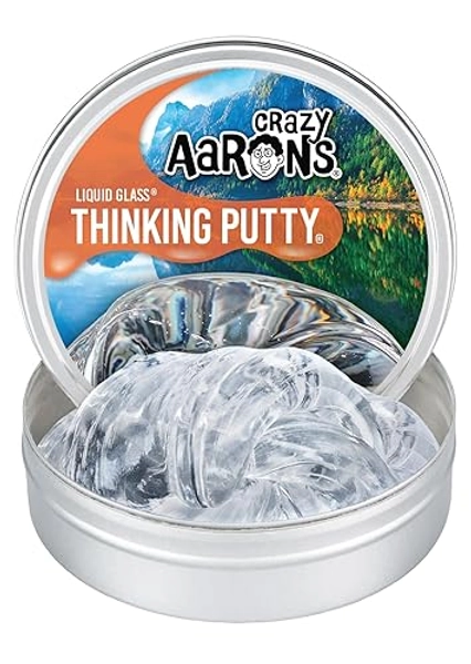 Crazy Aaron's Liquid Glass Thinking Putty 4 Inch Tin (3.2 oz) - See-Through Putty, Soft Texture - Never Dries Out