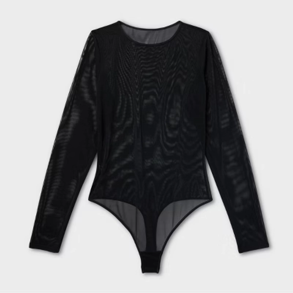 Women's Mesh Long Sleeve Bodysuit - Auden™ Black XS