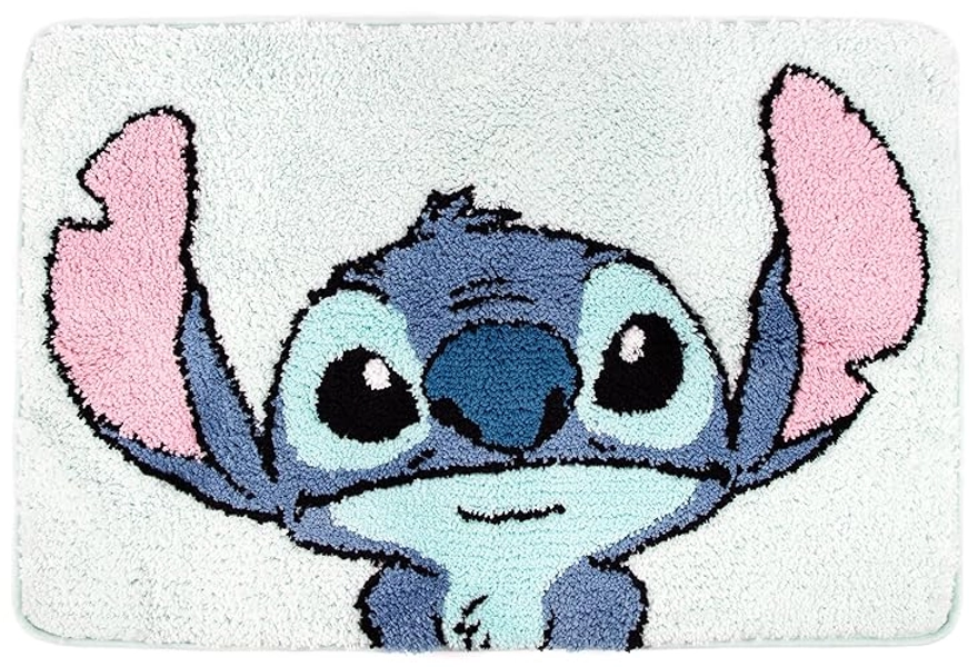 Jay Franco Disney Lilo & Stitch Floral Fun Tufted Polyester Bath Rug, Kids Bath (Official Disney Product) - Teal - Lilo & Stitch
