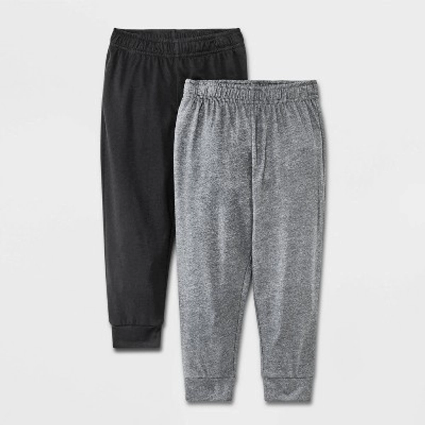 Toddler Boys' 2pk Solid Jersey Jogger Pants - Cat & Jack™ Charcoal Gray/Black 4T