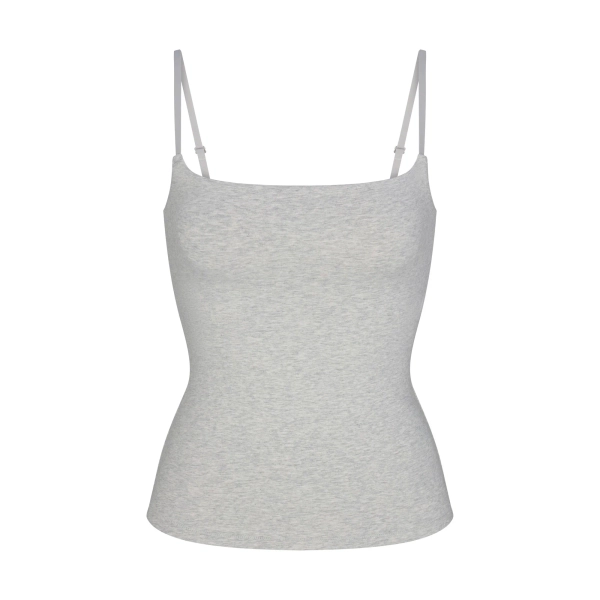 COTTON JERSEY CAMI | LIGHT HEATHER GREY | XXS