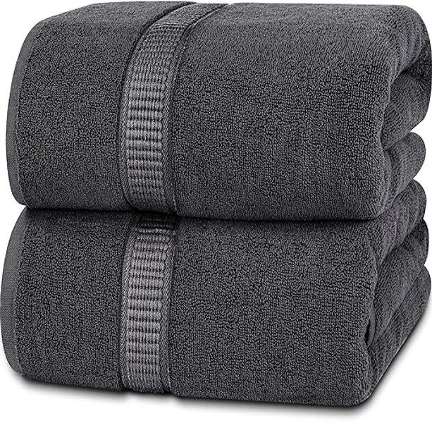 Utopia Towels - Luxurious Jumbo Bath Sheet (35 x 70 Inches) - 600 GSM 100% Ring Spun Cotton Highly Absorbent and Quick Dry Extra Large Bath Towel - Super Soft Hotel Quality Towel (Grey, 2 Pack) - Pack of 2 - Grey