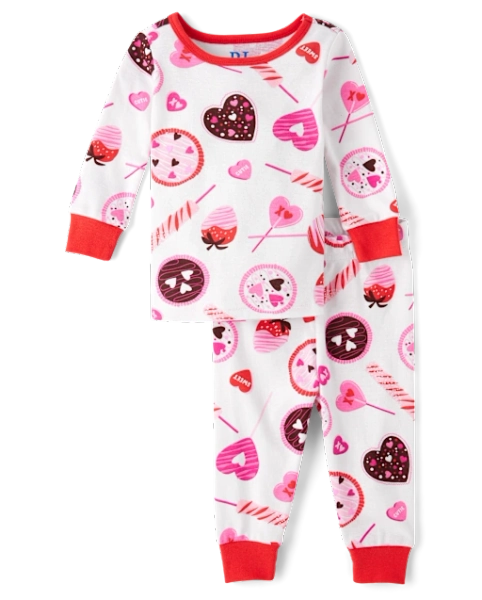 Baby And Toddler Girls Candy Snug Fit Cotton Pajamas - Red