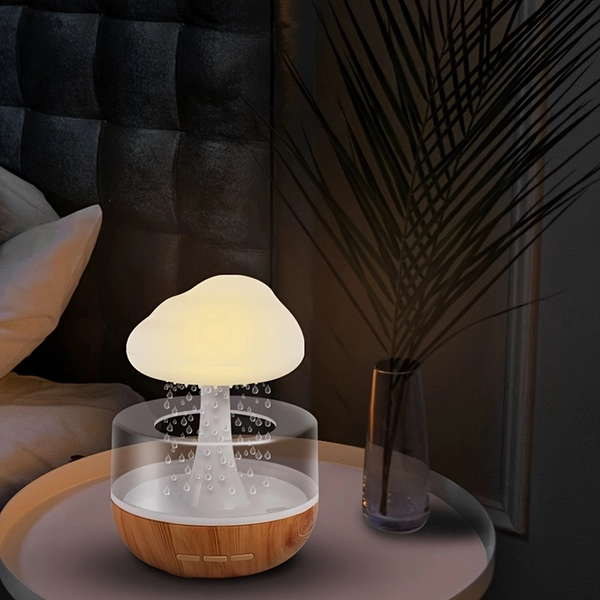 Mushroom-Shaped Humidifier with 7 LED Colorful Lights, Rain Cloud Night Light, Quiet Bedroom Relaxation Decor, Multi-Color Desk Lamp, No Battery Needed, Includes Electronic Components - 1pc