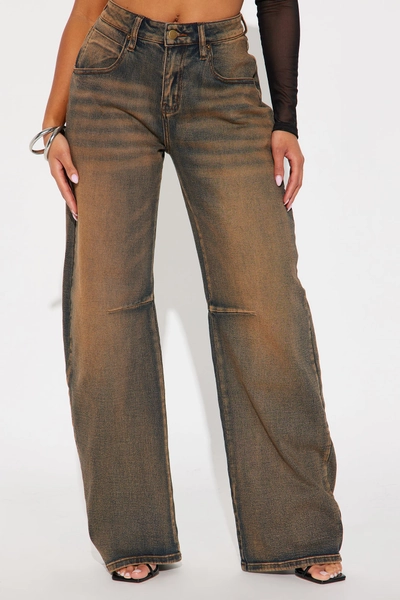 Bring Back Memories Stretch Tapered Leg Jeans - Brown