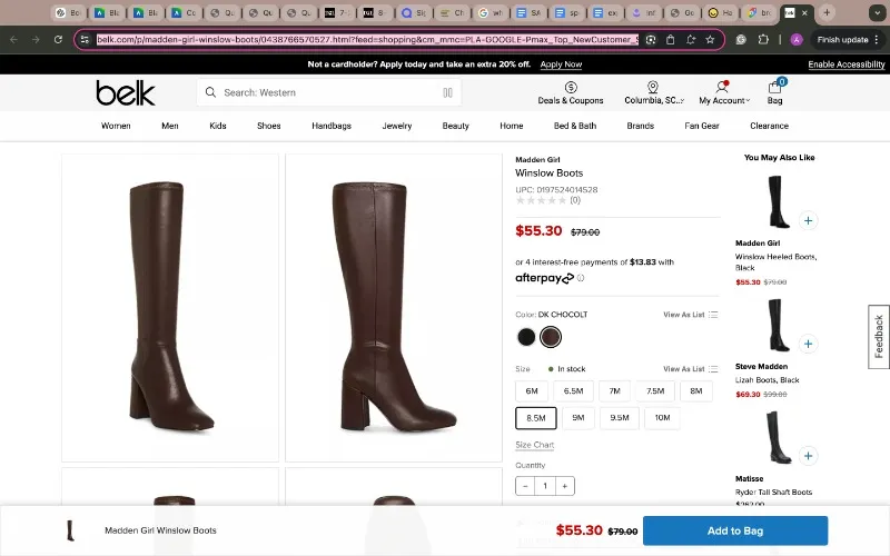 Belk Chocolate brown tall boots