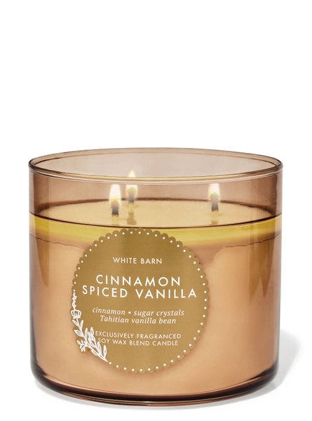 Cinnamon Spiced Vanilla 3-Wick Candle - White Barn | Bath & Body Works