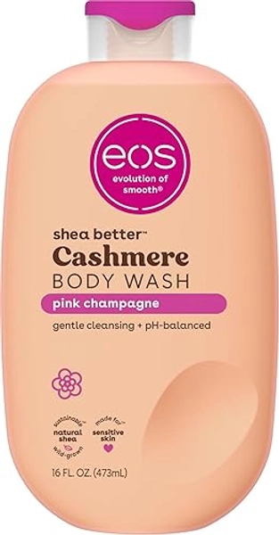 eos Shea Better Cashmere Body Wash, Pink Champagne, Moisturizing and Nourishing, pH Balanced Creamy Gel Formula, Paraben & Phthalate Free, Sensitive Skin,16 fl oz - Pink Champagne - 16 Fl Oz (Pack of 1)