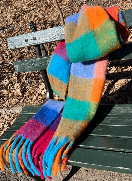 Mohair Plaid Scarf double-sided Plaid  scarf warm scarf Christmas scarf.Cozy Scarf Checked Long Scarf,