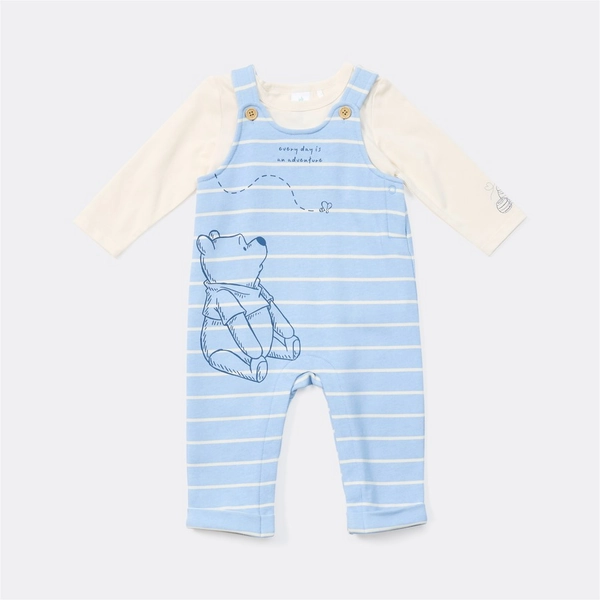Disney Baby Winnie The Pooh Overall Set - Dusty Blue - Size 00