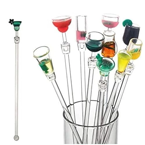 eKsdf 10 Stück Cocktailrührer aus Acryl 23cm bunt Cocktailstäbchen Cocktailspieße Getränke Mischlöffel Rührstab für Party Bar Café Restaurant (Cocktailstäbchen) - Cocktailstäbchen