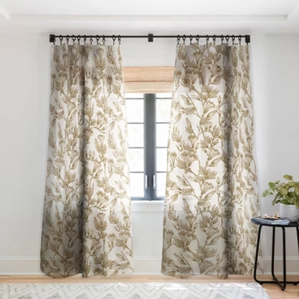 Holli Zollinger Greenwood Linen 50" x 108" Single Panel Sheer Window Curtain - Deny Designs
