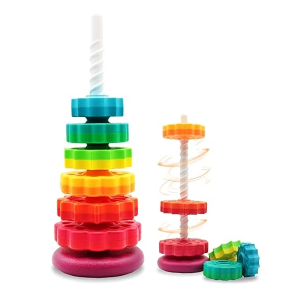 LBAIBB (1 PCS) Spinning Stacking Toys,Spin Toys ABS Plastic and Color Rainbow Design,Focus on Children Educational and Interactive Learning's Stack Toys, Suitable for Gifts for Boys and Girls - General