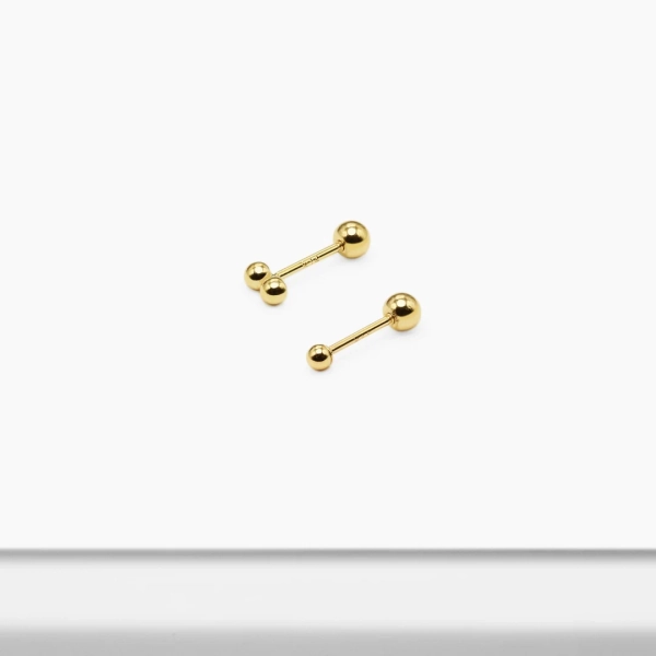 14k Solid Gold 2mm Ball Stud Earring, Small Earring, Dainty Screw Back Stud Earring, 14k Gold Earring, Tiny Dot Stud Earring, Ear Piercing - Etsy
