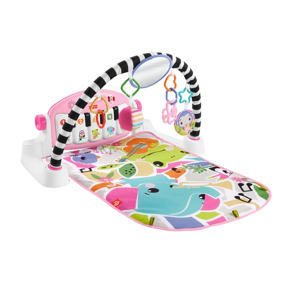 Fisher-Price Baby Activity Mat Glow and Grow Kick & Play Piano Gym, Portable Musical Toy with Smart Stages Learning, Ages 0+ Months, Pink, Queens English Version