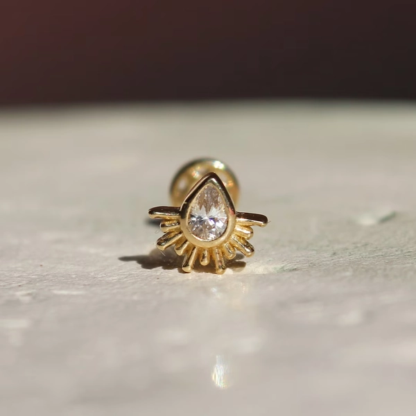 14K Solid Gold Stud Earring Real White Gold Screw Flat Back Piercing Sunburnt Cartilage Piercing, Internally Threaded Tragus Piercing - Etsy