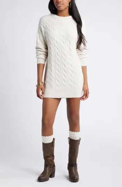 BP. Cable Long Sleeve Sweater Dress | Nordstrom
