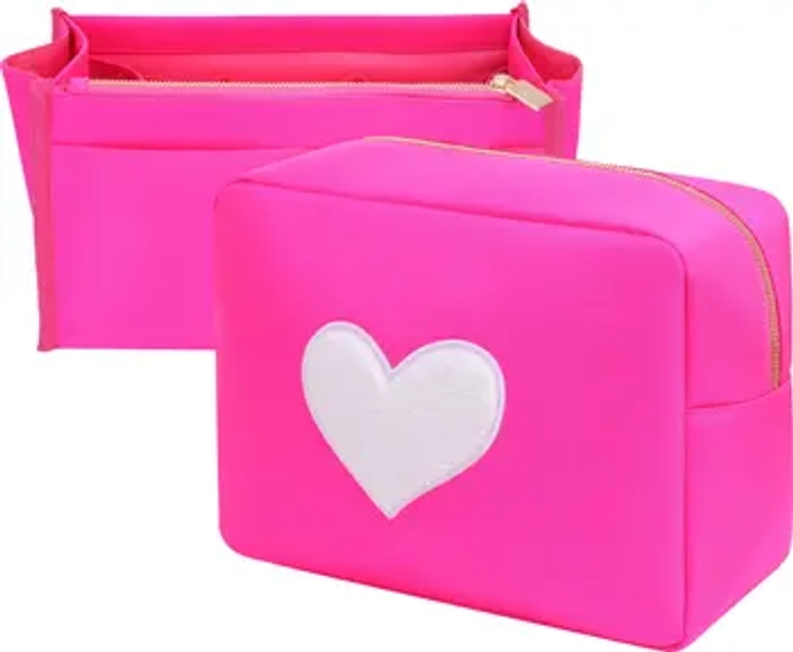 Bloc Bags XL Heart Patch Cosmetic Bag with Insert | Nordstrom