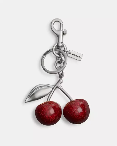 Silver/Red Apple Cherry Bag Charm