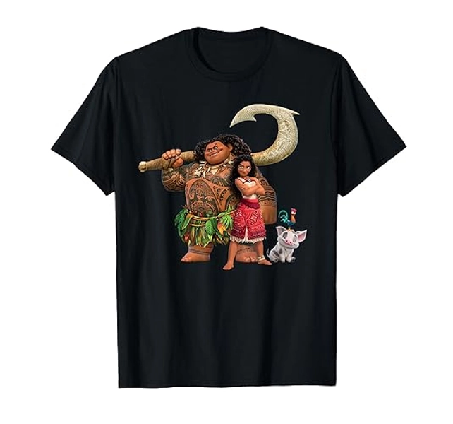 Disney Moana 2 Maui Pua Heihei Ready for a New Adventure T-Shirt - Men - Burgundy - 3X-Large
